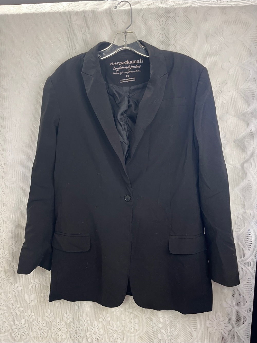 Norma Kamali Black Tailored Boyfriend Blazer L